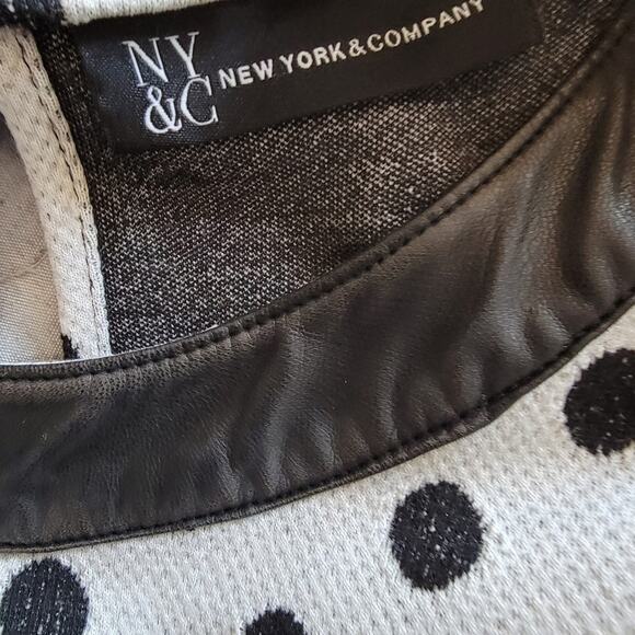 Dot-print Faux Leather - Sleeve Shift Dress, New York & Company - Picture 4 of 5